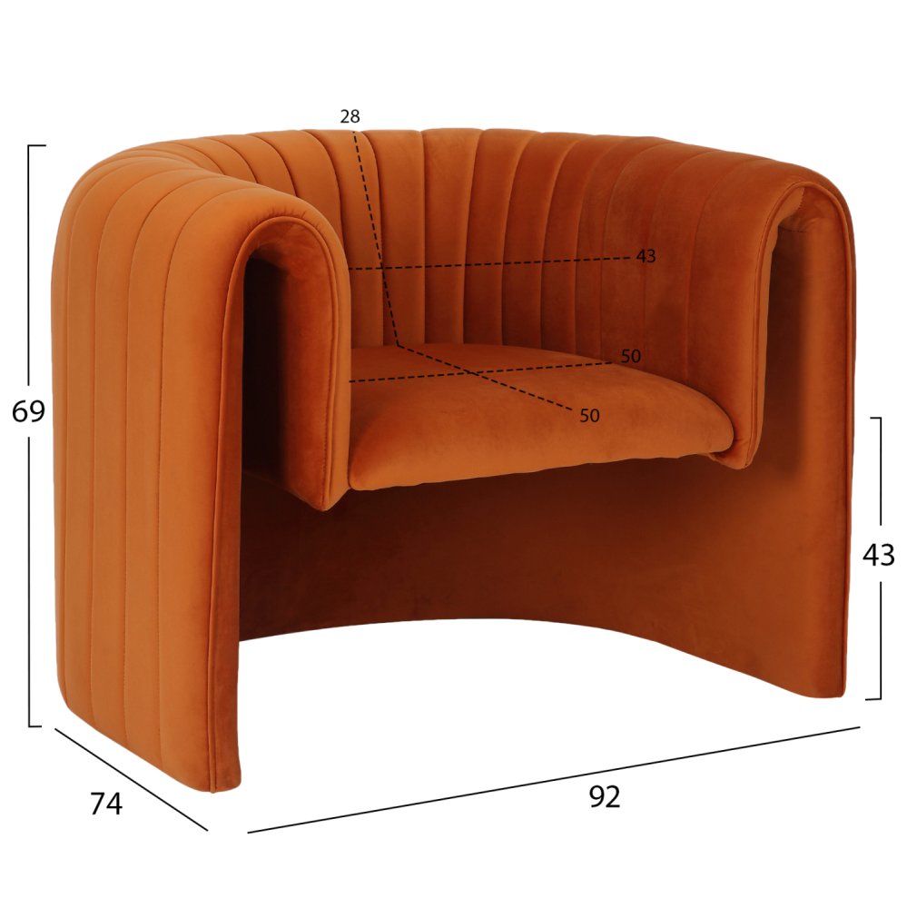 SESSEL METALLGESTELL-ORANGER SAMT 92x74x69Hcm