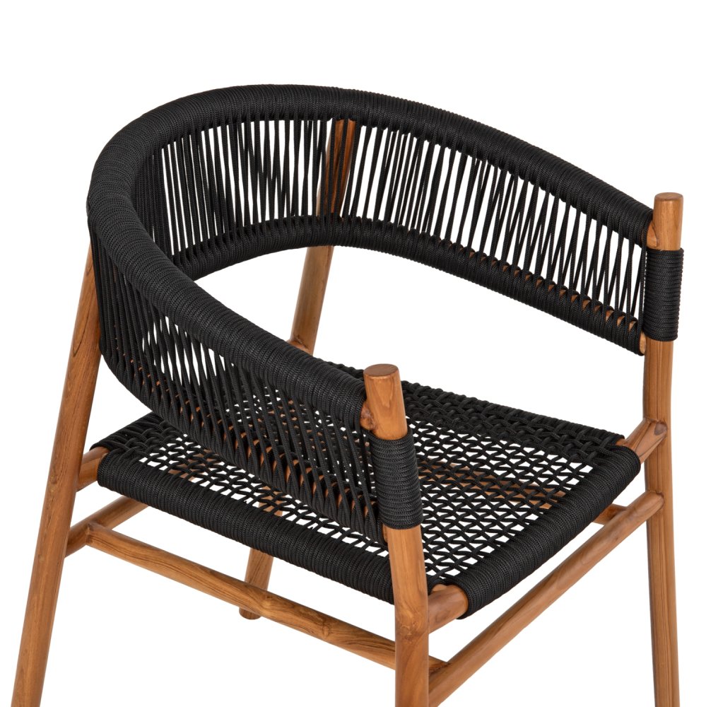 DINING ARMCHAIR IRVING TEAK WOOD IN NATURAL COLOR AND BLACK ROPE 62x55x75Hcm