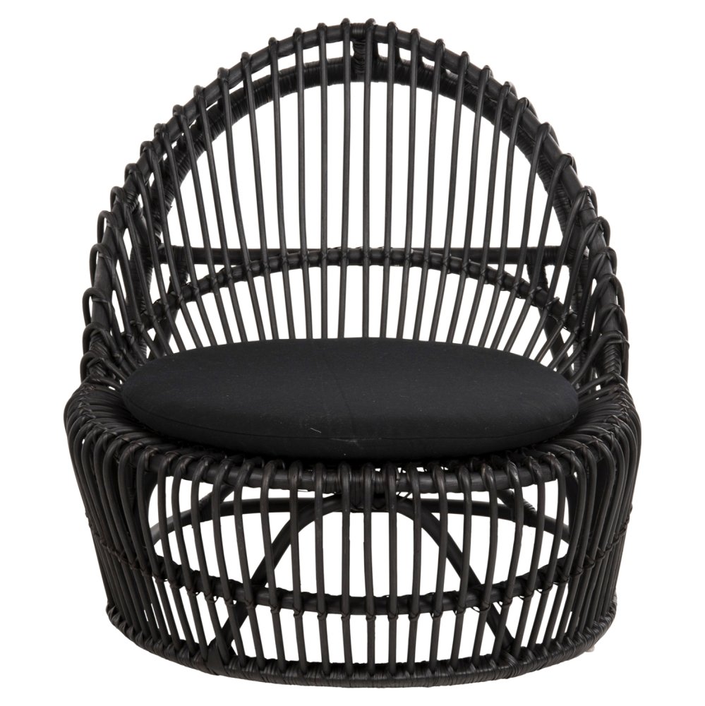 ARMCHAIR ENTROPY NATURAL POLISHED RATTAN WITH CUSHION-BLACK 80x97x85Hcm