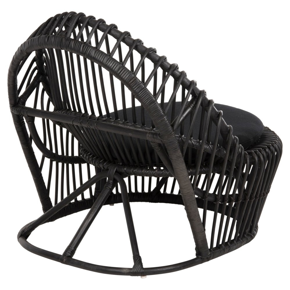 ARMCHAIR ENTROPY NATURAL POLISHED RATTAN WITH CUSHION-BLACK 80x97x85Hcm