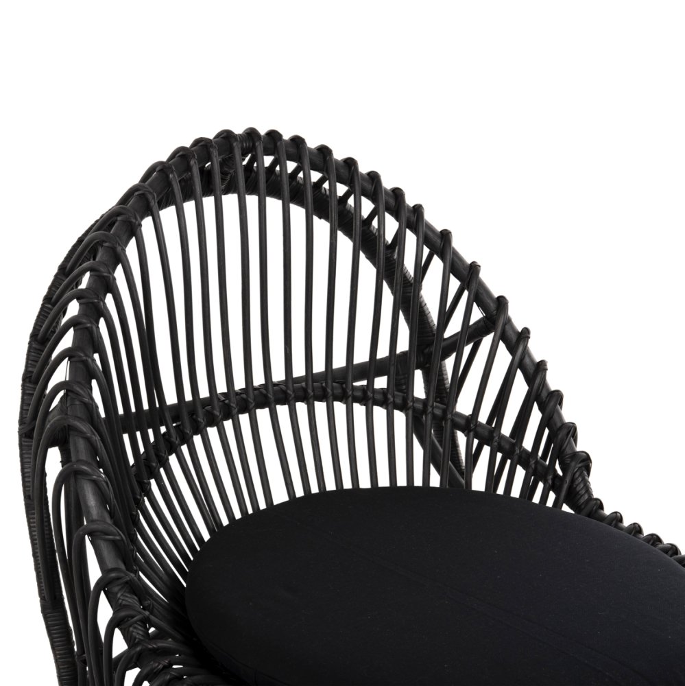 ARMCHAIR ENTROPY NATURAL POLISHED RATTAN WITH CUSHION-BLACK 80x97x85Hcm