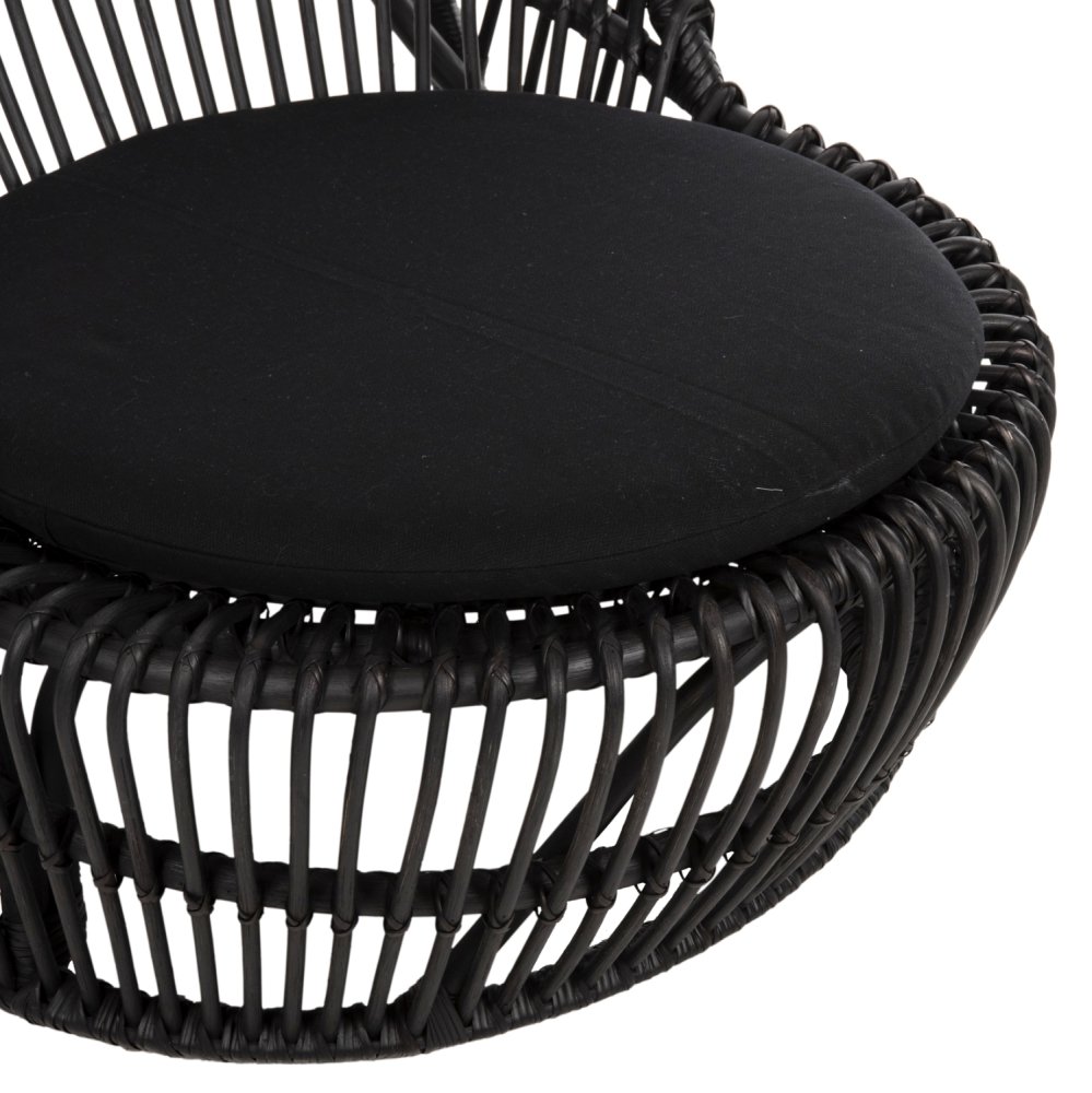 ARMCHAIR ENTROPY NATURAL POLISHED RATTAN WITH CUSHION-BLACK 80x97x85Hcm