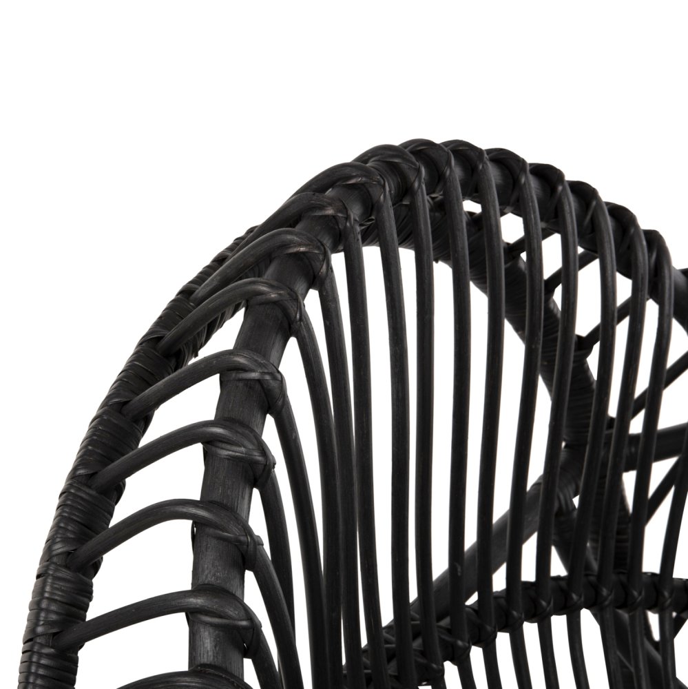 ARMCHAIR ENTROPY NATURAL POLISHED RATTAN WITH CUSHION-BLACK 80x97x85Hcm