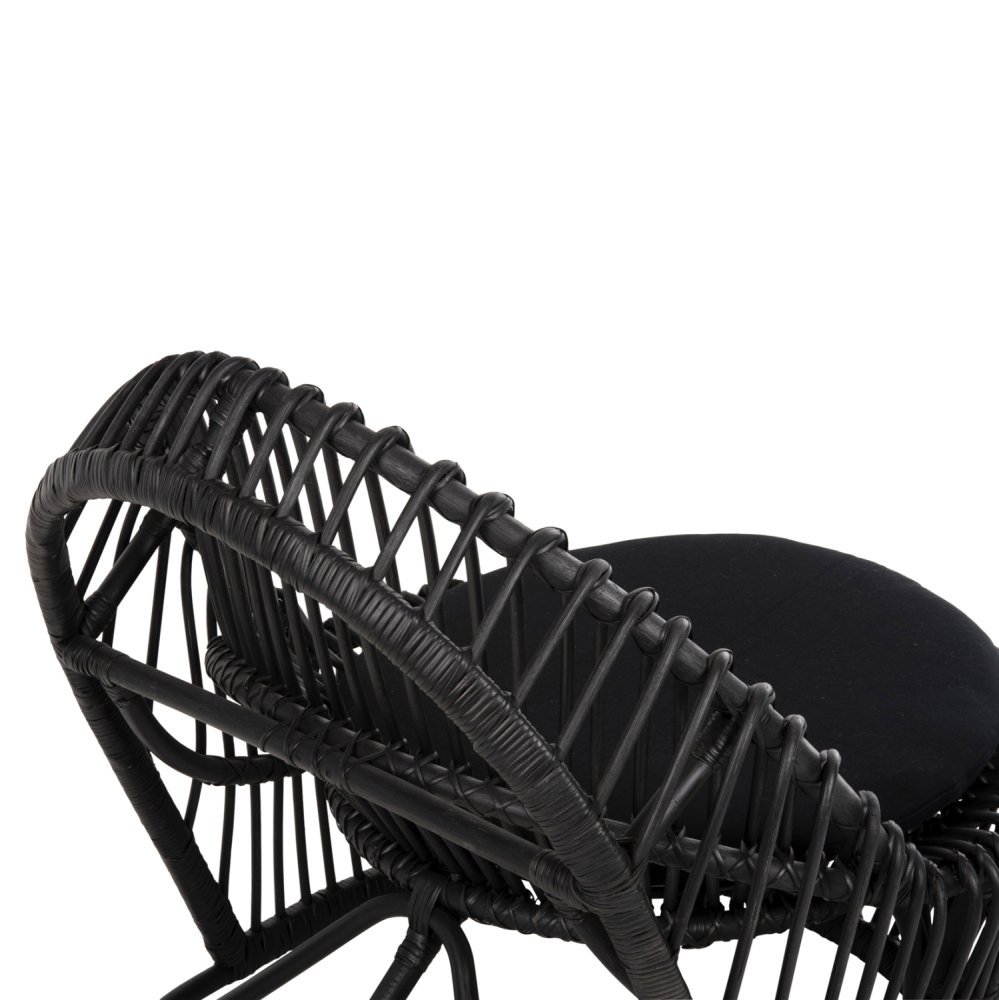 ARMCHAIR ENTROPY NATURAL POLISHED RATTAN WITH CUSHION-BLACK 80x97x85Hcm