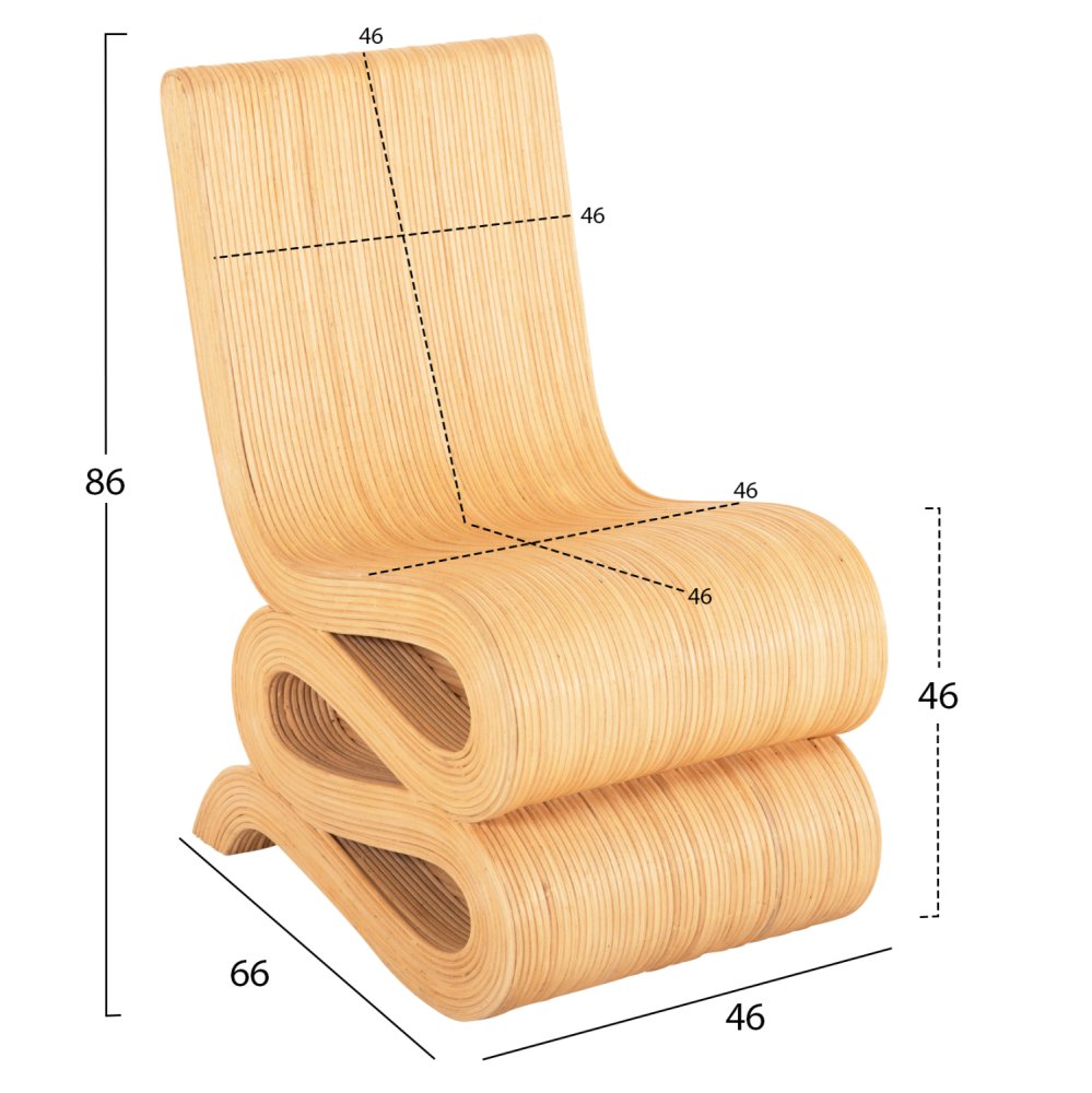 ARMCHAIR NATURAL RATTAN 46x66x86Hcm