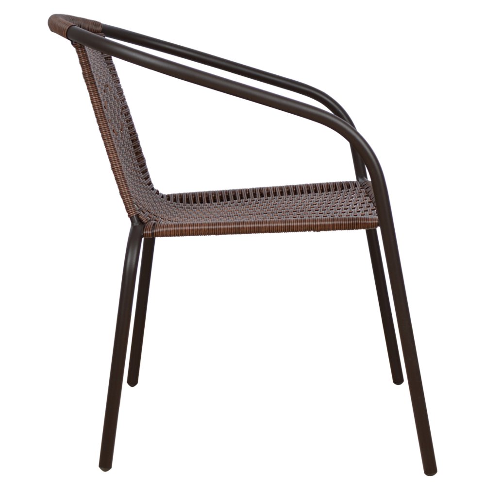 Outdoor-Sessel aus Metall mit Korbgeflecht in Braun