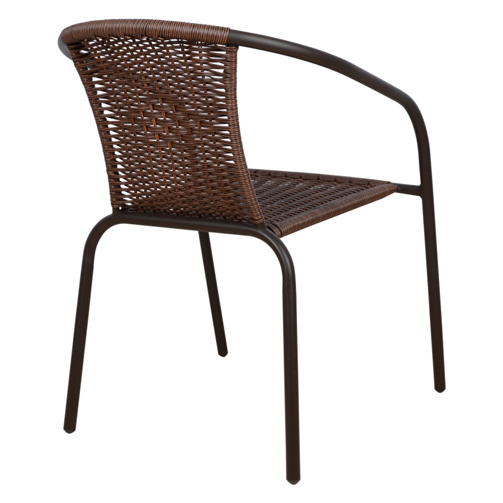 Outdoor-Sessel aus Metall mit Korbgeflecht in Braun