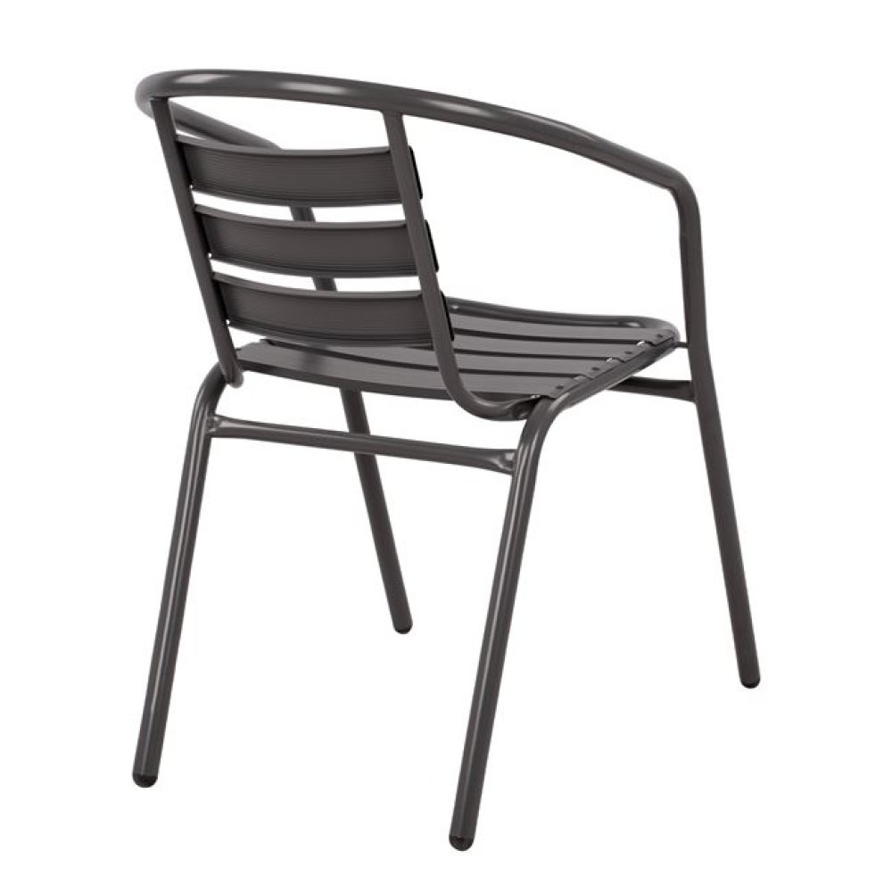 Bistrostuhl „Laura“ aus grauem Aluminium mit Rückenlehne