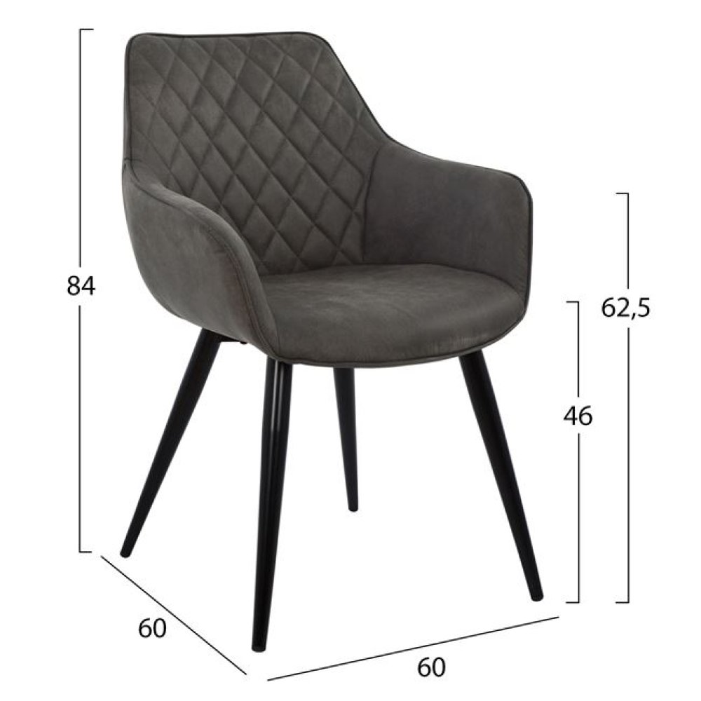 ΠΟΛΥΘΡΟΝΑ MANDO ΜΕ ΓΚΡΙ NUBUCK ΥΦΑΣΜΑ 60x60x84 εκ.