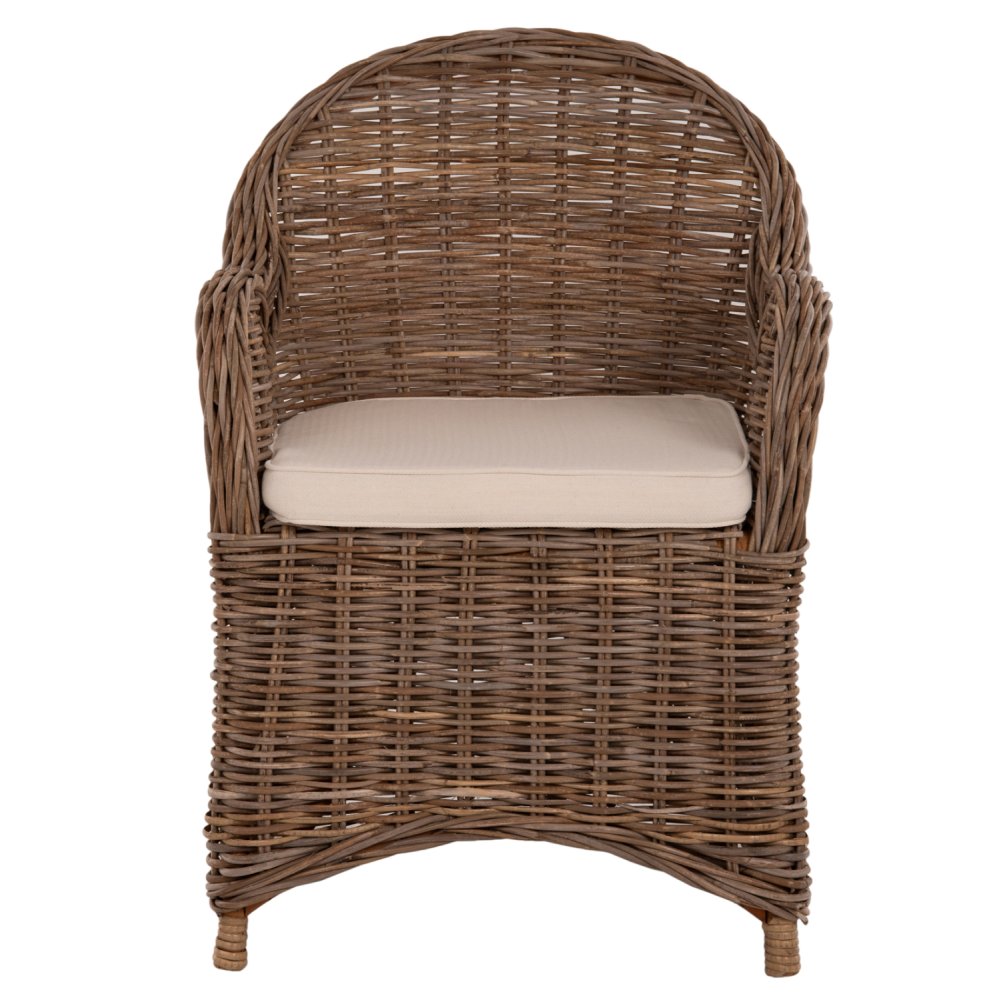 SESSEL KEYLA BRAUNES RATTAN-ECRU-KISSEN 63x65x87Hcm