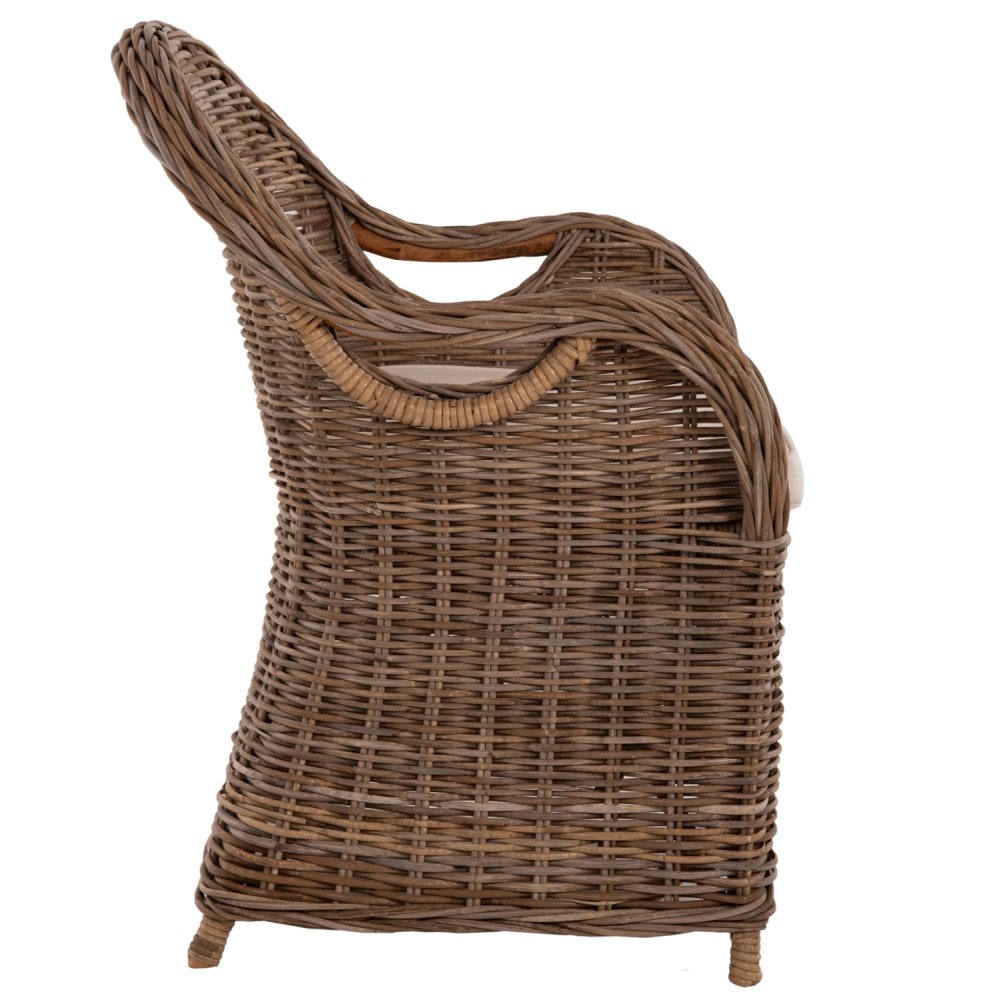 SESSEL KEYLA BRAUNES RATTAN-ECRU-KISSEN 63x65x87Hcm