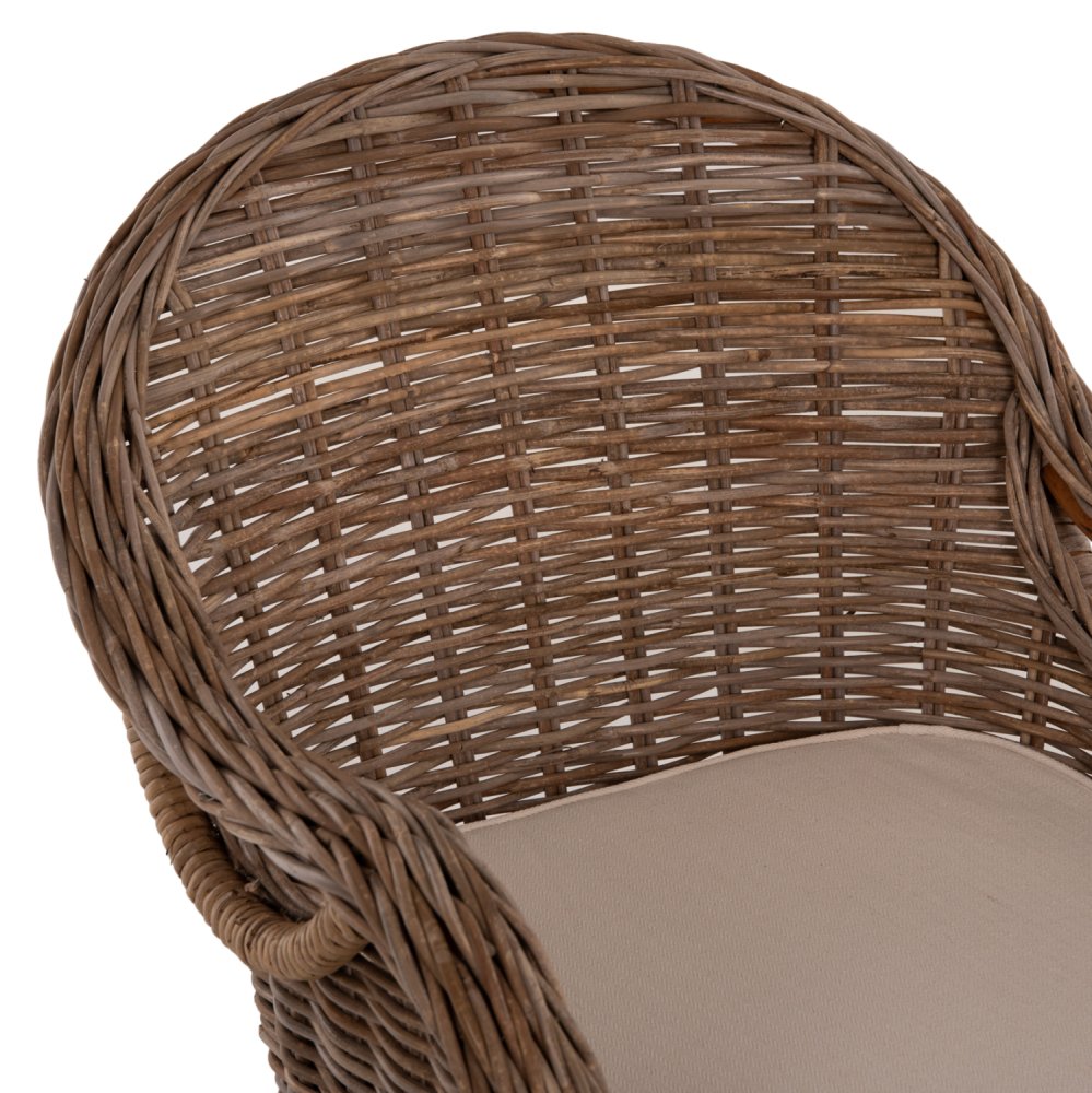 SESSEL KEYLA BRAUNES RATTAN-ECRU-KISSEN 63x65x87Hcm