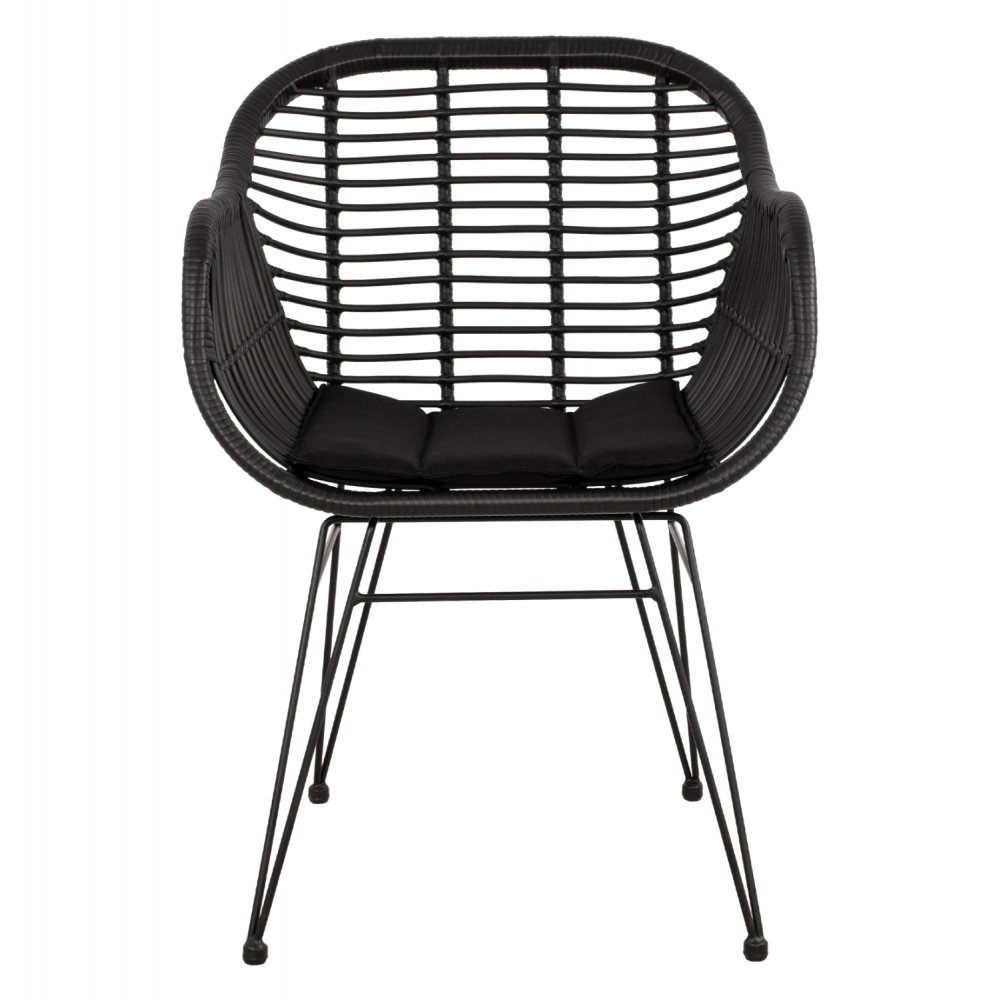 SESSEL AUS METALLBEINEN UND KISSEN ALLEGRA MIT GEWEBE SCHWARZ 57,5x60x82 cm