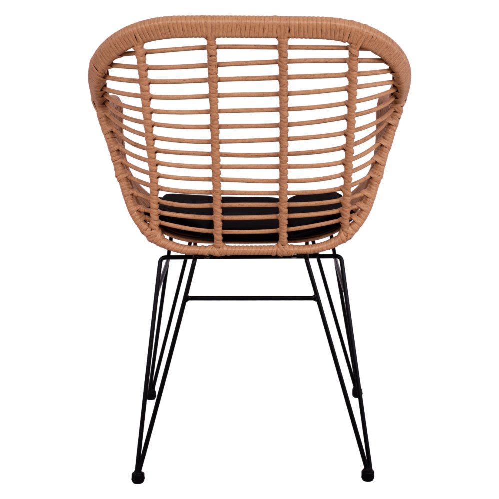 Sessel Allegra | Moderner Außen- und Innen Stuhl Metallskelett und gewebte Weiden in Beige 57,5x60x82 cm