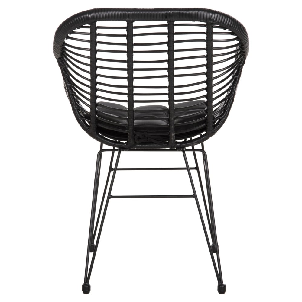 SESSEL MIT SITZKISSEN METALLRAHMEN ALLEGRA SCHWARZ AUS GEFLOCHTENEM RATTAN