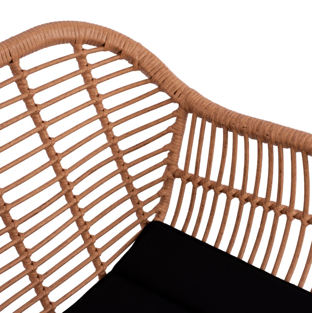 Sessel Allegra | Moderner Außen- und Innen Stuhl Metallskelett und gewebte Weiden in Beige 57,5x60x82 cm