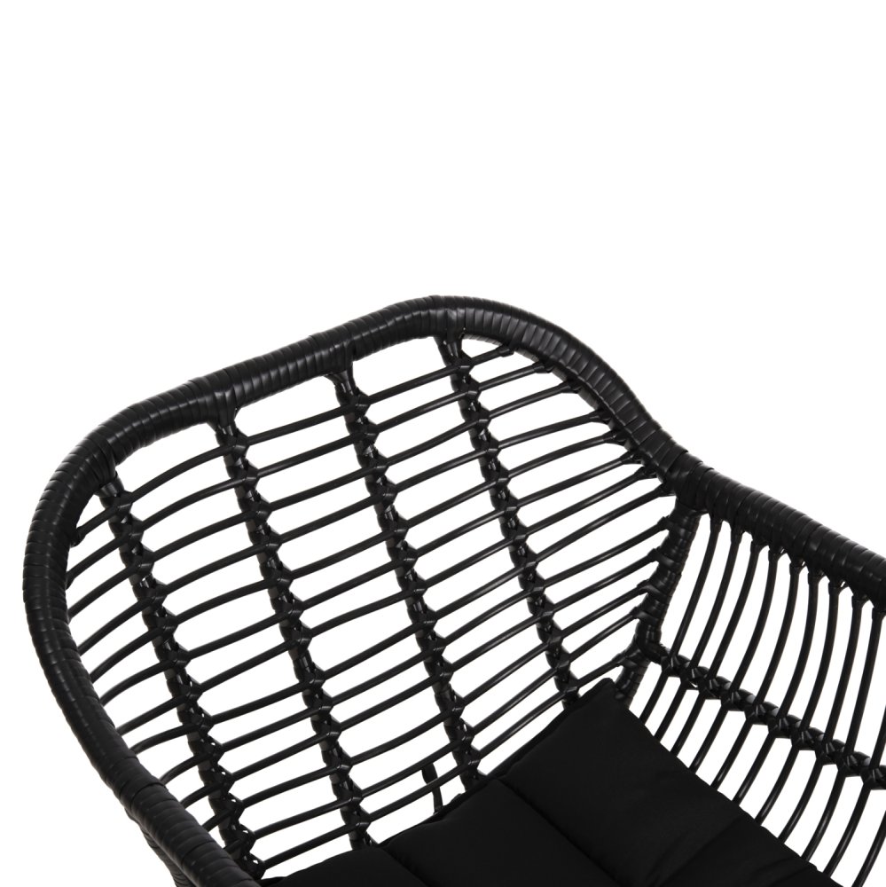 SESSEL MIT SITZKISSEN METALLRAHMEN ALLEGRA SCHWARZ AUS GEFLOCHTENEM RATTAN