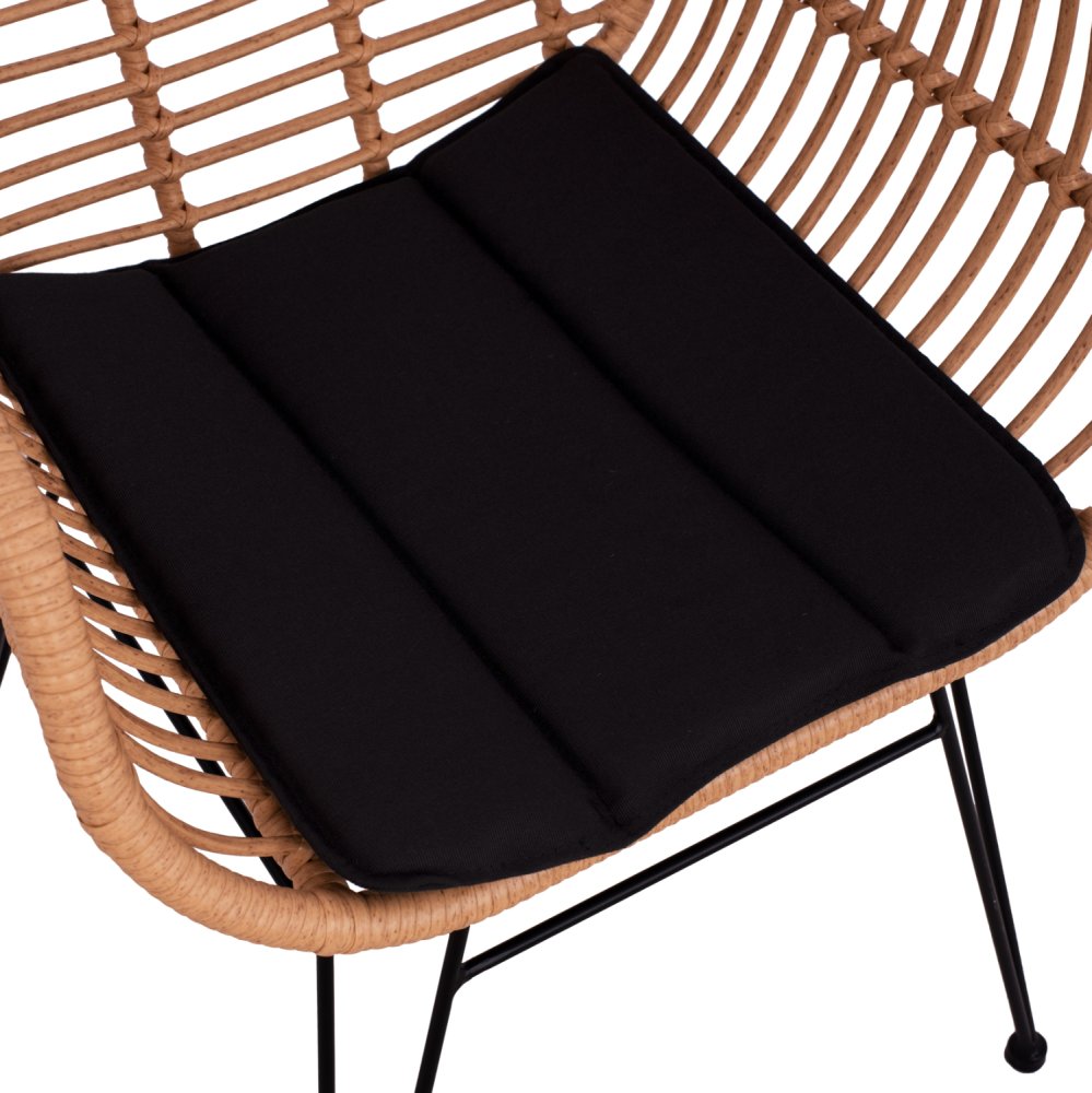 Sessel Allegra | Moderner Außen- und Innen Stuhl Metallskelett und gewebte Weiden in Beige 57,5x60x82 cm