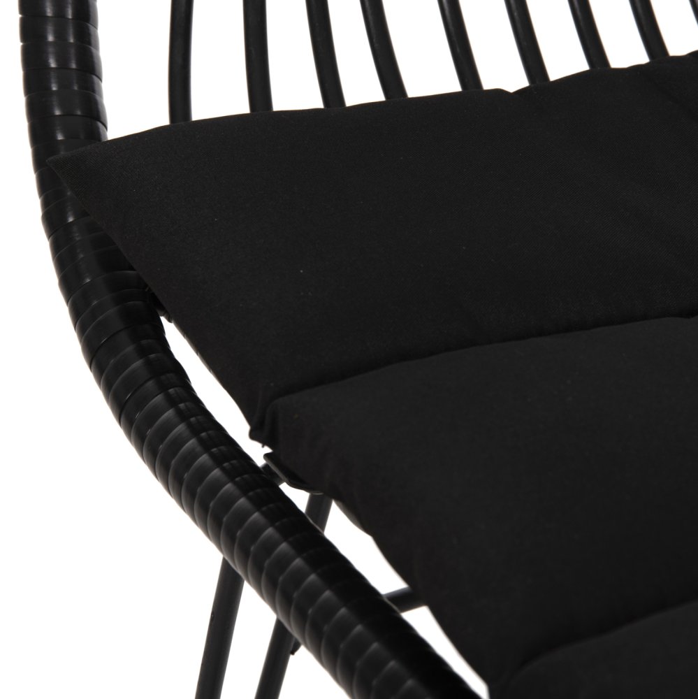SESSEL MIT SITZKISSEN METALLRAHMEN ALLEGRA SCHWARZ AUS GEFLOCHTENEM RATTAN