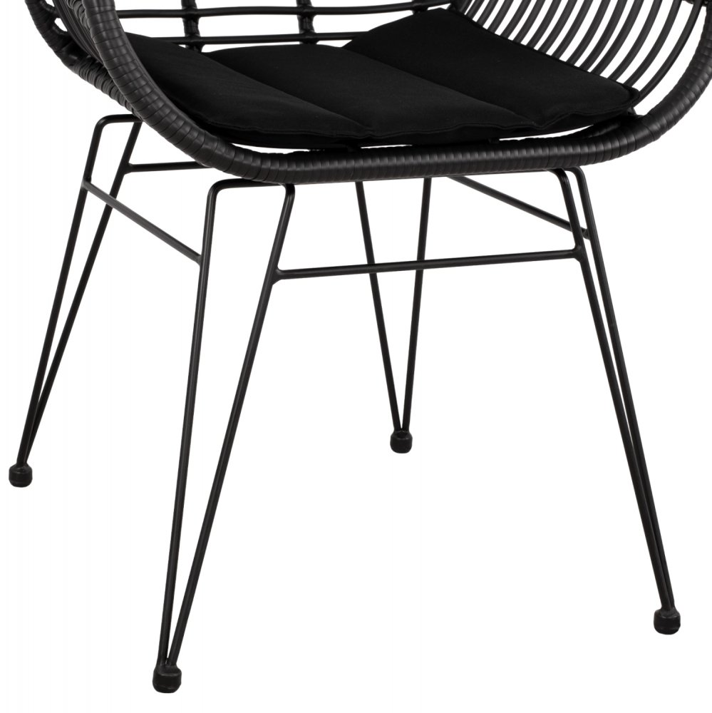 SESSEL AUS METALLBEINEN UND KISSEN ALLEGRA MIT GEWEBE SCHWARZ 57,5x60x82 cm