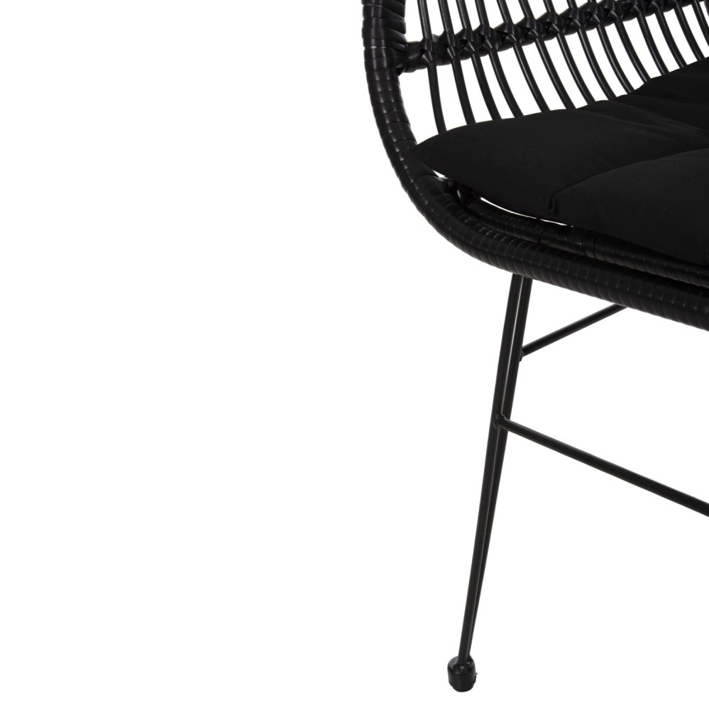 SESSEL MIT SITZKISSEN METALLRAHMEN ALLEGRA SCHWARZ AUS GEFLOCHTENEM RATTAN