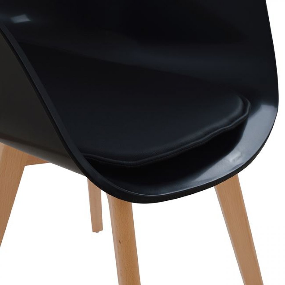 Stuhl PORTHOS, eine Kombination aus Polypropylen und Holz, in Schwarz