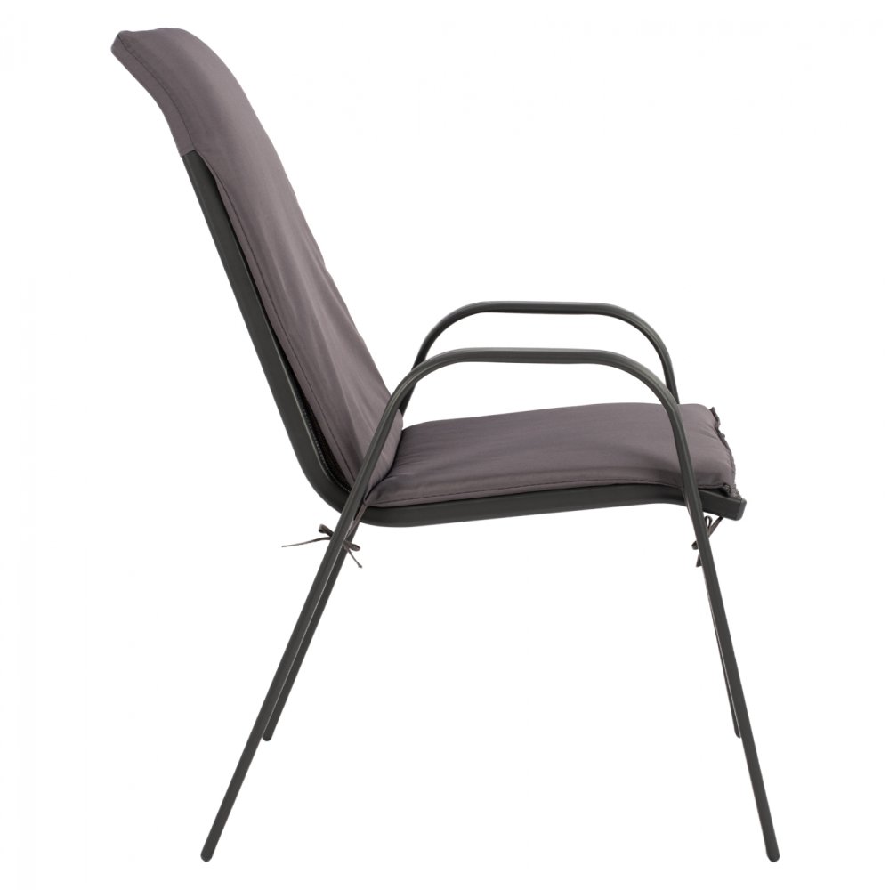 GRAUER METALL-SESSEL MIT GRAUEM KISSEN
