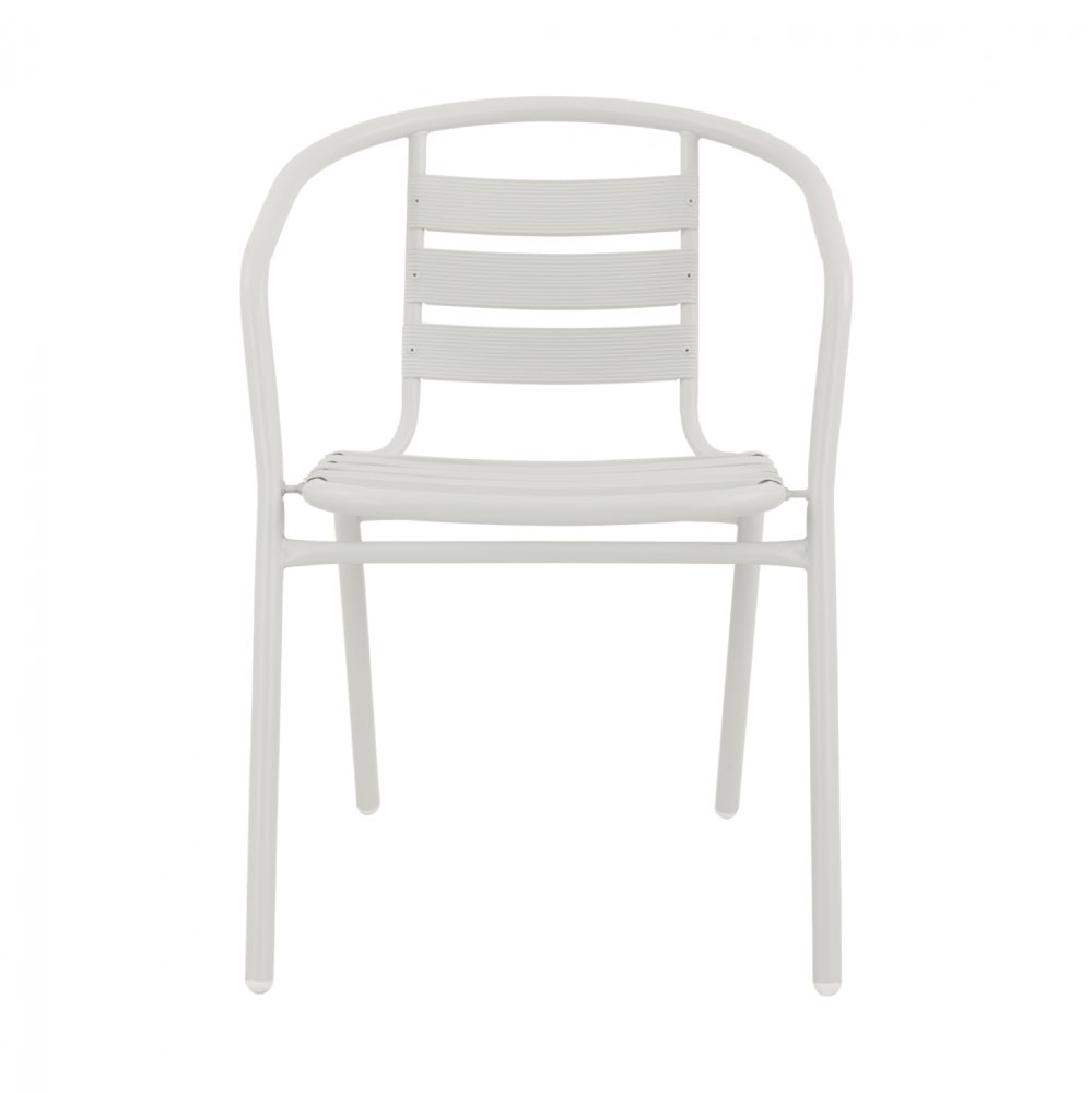 “Laura” bistro chair made of white aluminum with backrest