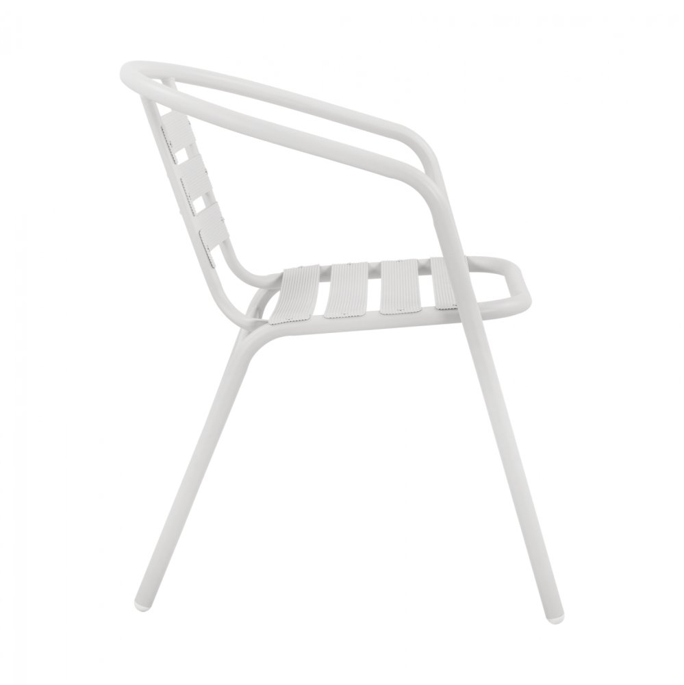 “Laura” bistro chair made of white aluminum with backrest