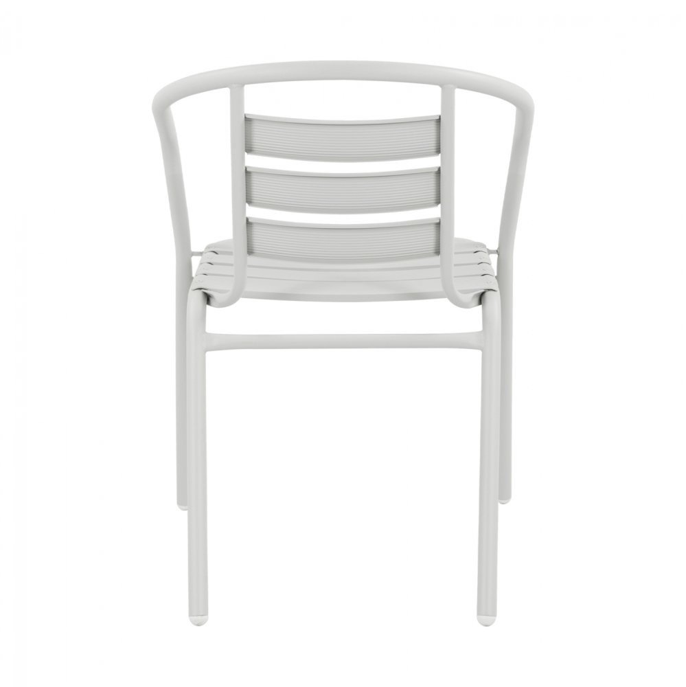 “Laura” bistro chair made of white aluminum with backrest