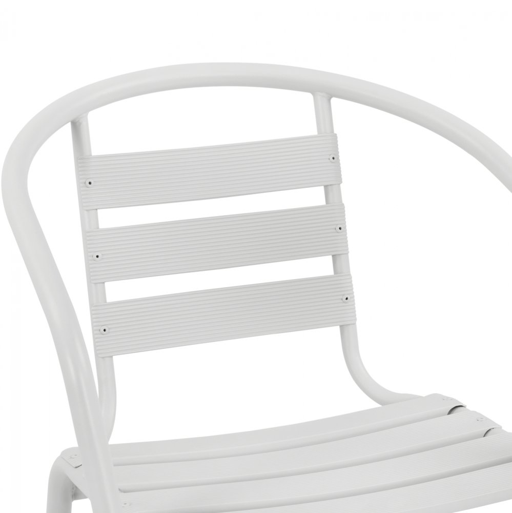 “Laura” bistro chair made of white aluminum with backrest