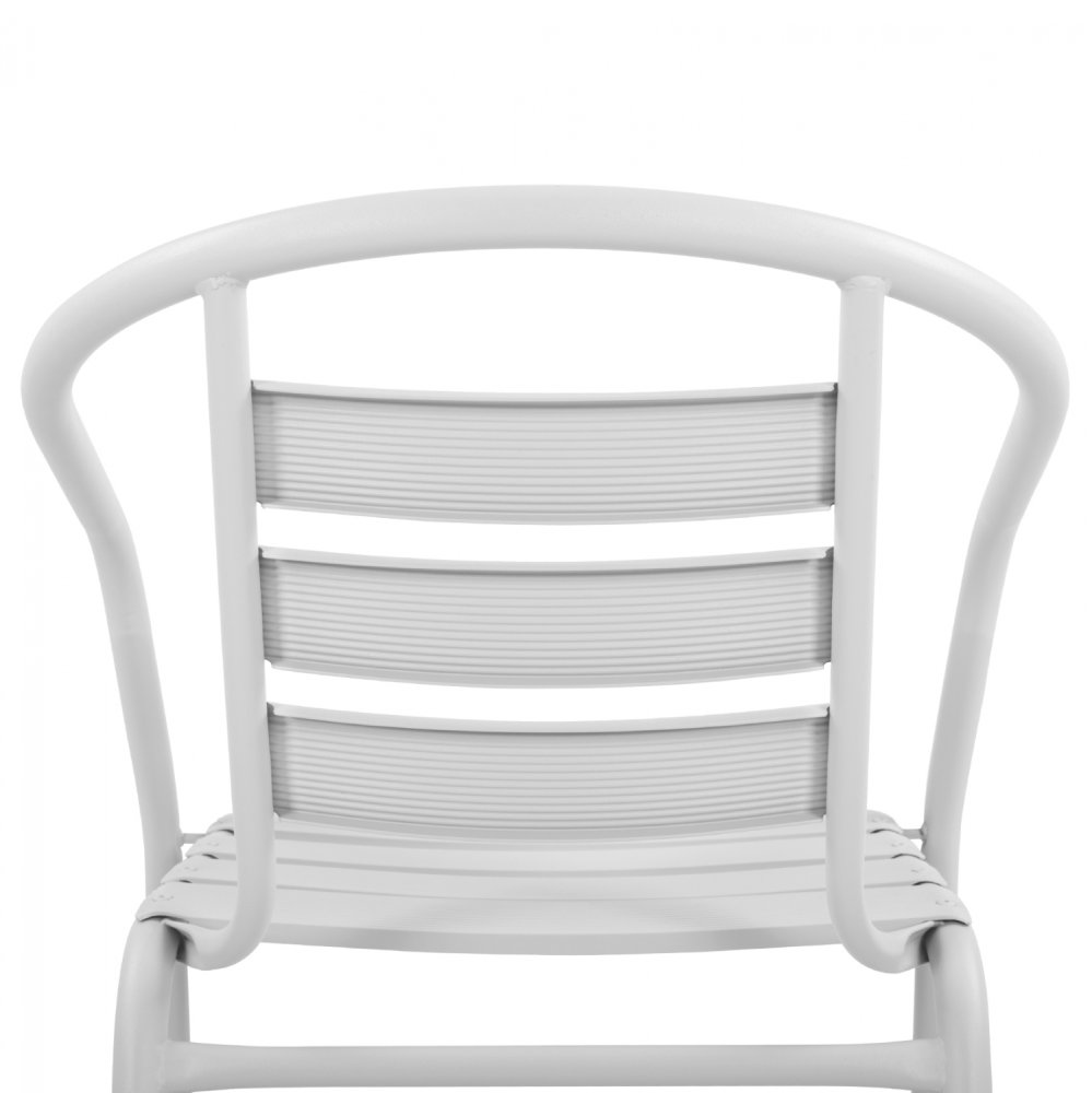 “Laura” bistro chair made of white aluminum with backrest