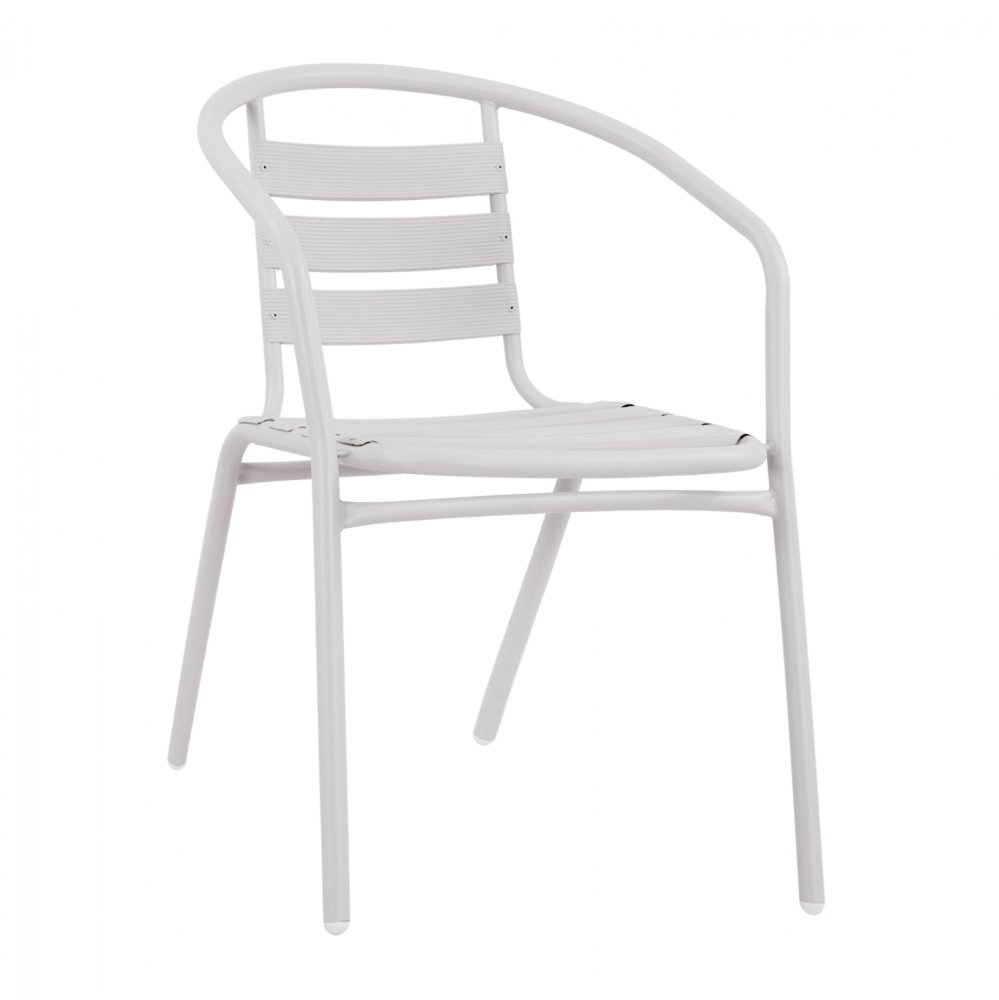 “Laura” bistro chair made of white aluminum with backrest