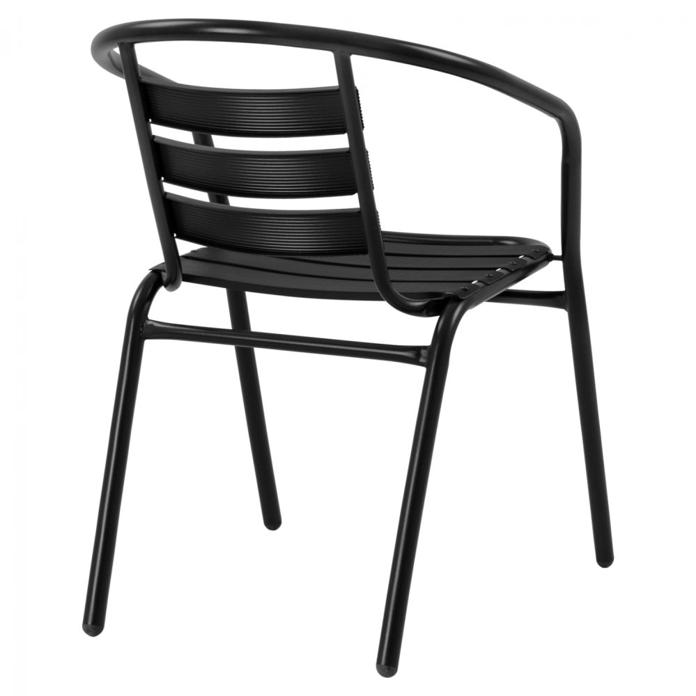 “Laura” bistro chair made of black aluminum with backrest
