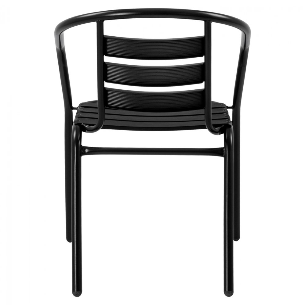“Laura” bistro chair made of black aluminum with backrest