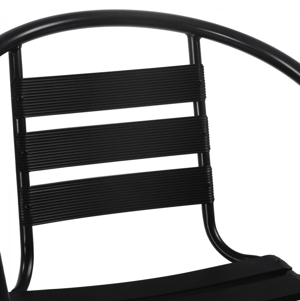 “Laura” bistro chair made of black aluminum with backrest
