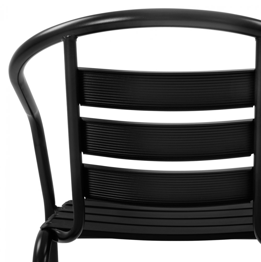 “Laura” bistro chair made of black aluminum with backrest
