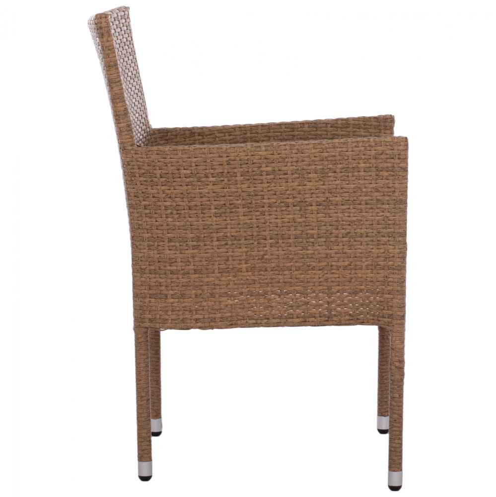 Outdoor-Sessel aus Metall mit Korbgeflecht und Kissen in Braun-Mokka