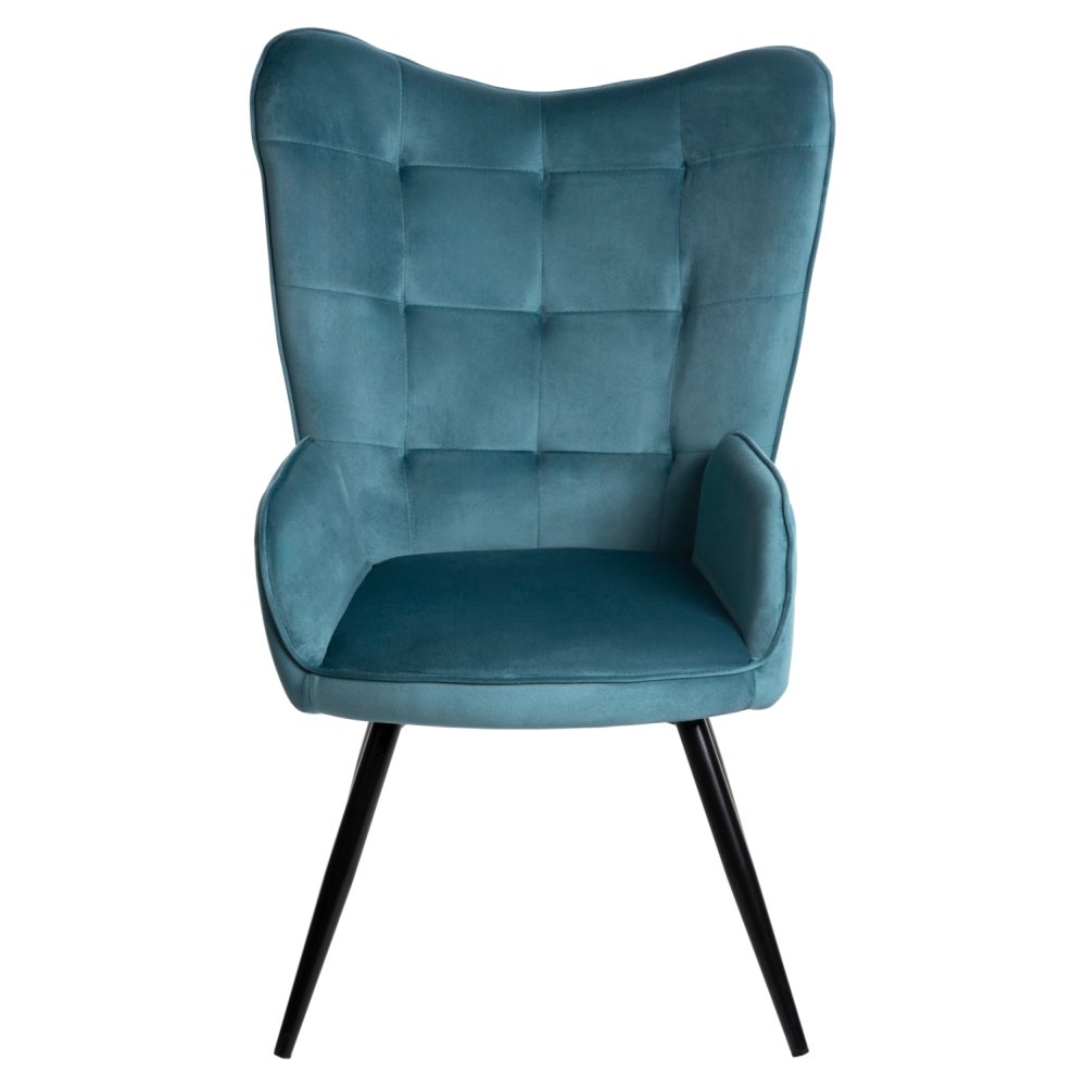 SESSEL BERGERE MIT FUSSHOCKER PETROLBLAUER SAMT 70x73x102Hcm
