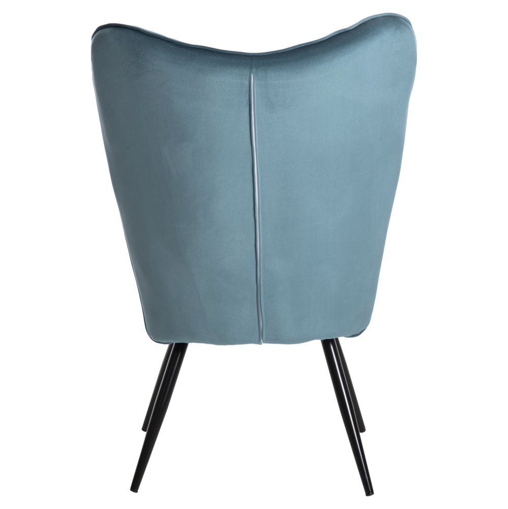 SESSEL BERGERE MIT FUSSHOCKER PETROLBLAUER SAMT 70x73x102Hcm
