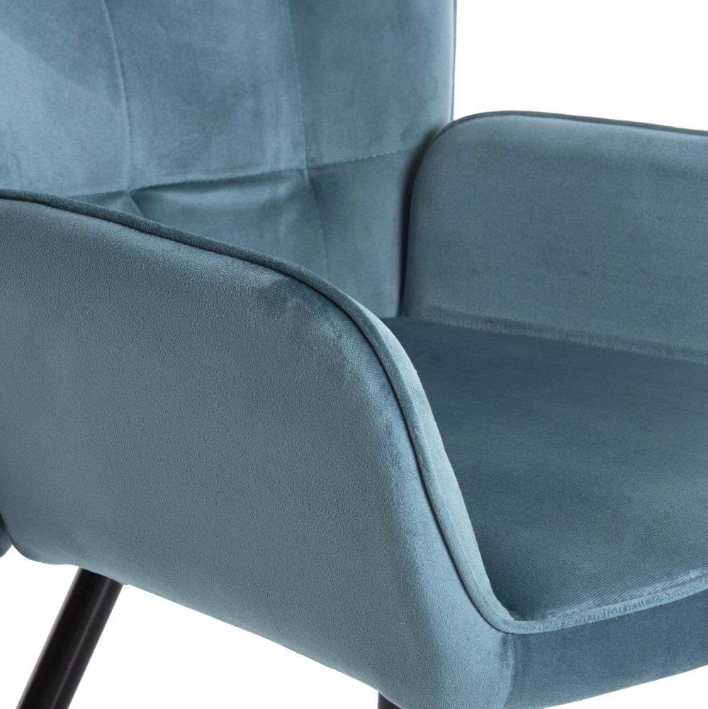 SESSEL BERGERE MIT FUSSHOCKER PETROLBLAUER SAMT 70x73x102Hcm