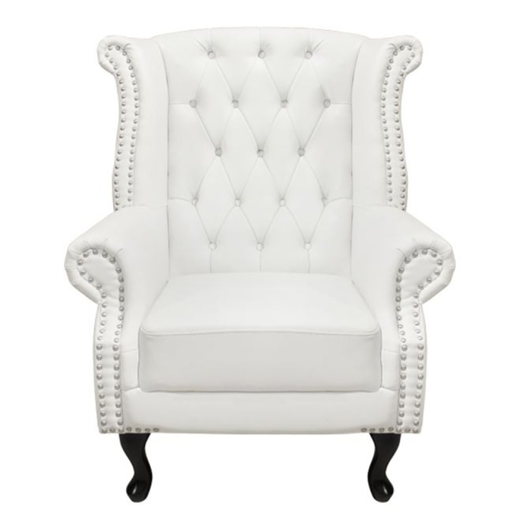Design Ohrensessel Polina | Antik weiß | Wohnzimmer Sessel