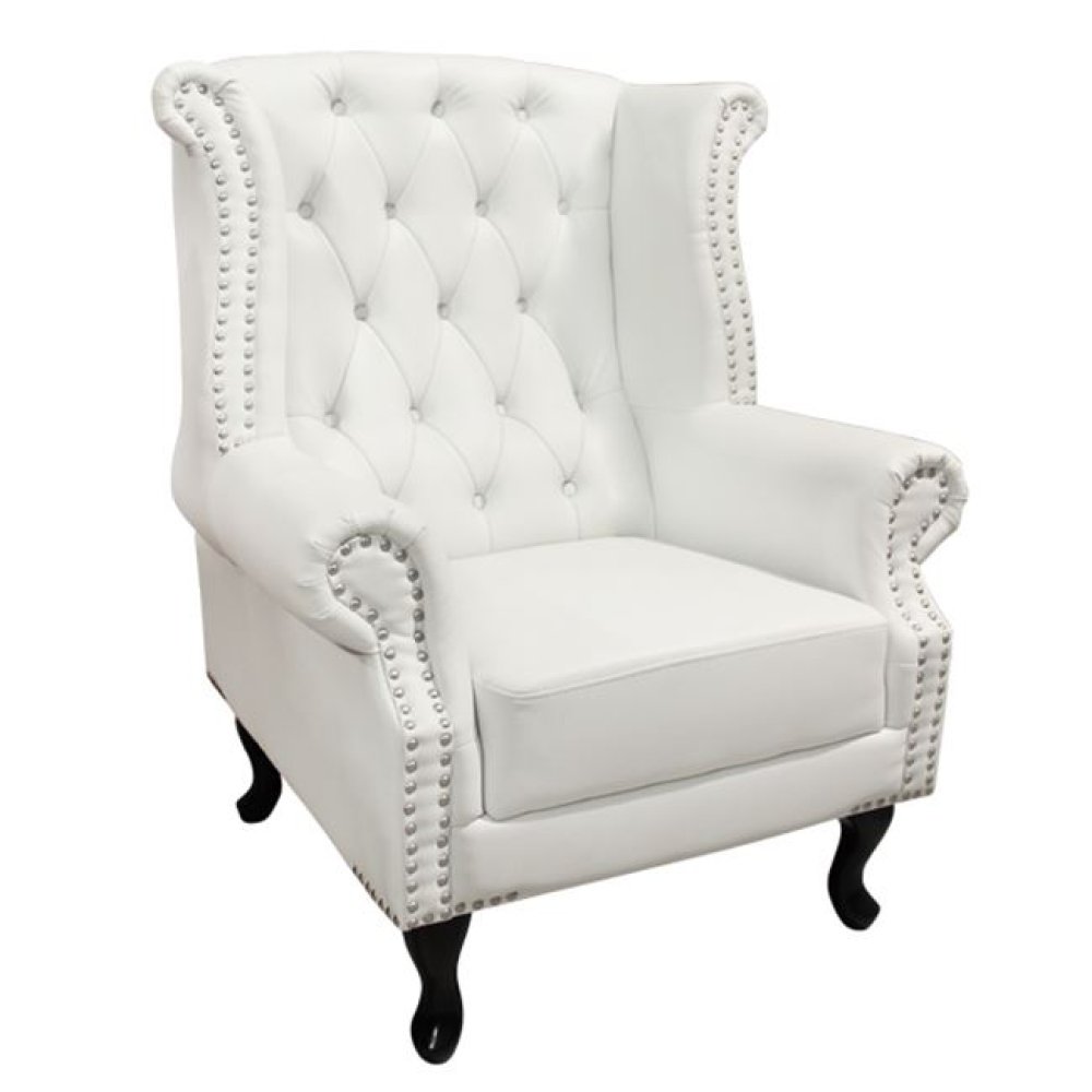 Design Ohrensessel Polina | Antik weiß | Wohnzimmer Sessel