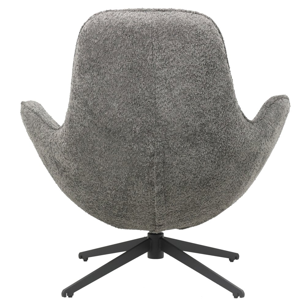 ARMCHAIR SWIVEL GREY BOUCLE FABRIC-BLACK METAL BASE 86x76x87Hcm