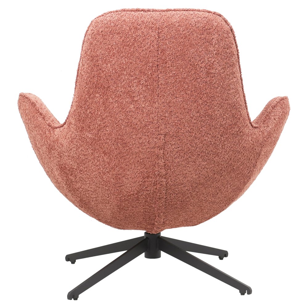 ARMCHAIR SWIVEL PINK BOUCLE FABRIC-BLACK METAL BASE 86x76x87Hcm