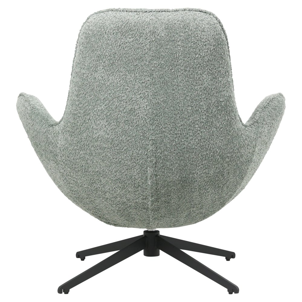 ARMCHAIR SWIVEL PISTACHIO GREEN BOUCLE FABRIC-BLACK METAL BASE 86x76x87Hcm