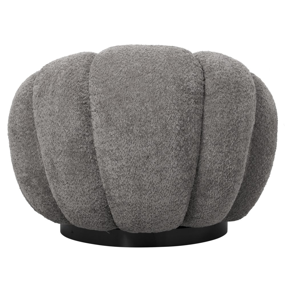 ARMCHAIR SWIVEL GREY BOUCLE-BLACK METAL BASE 90x93x65Hcm