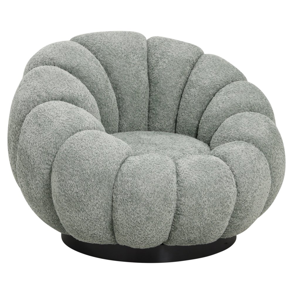 DREHSESSEL PISTAZIEN GRÜN BOUCLE-SCHWARZES METALLGESTELL 90x93x65Hcm