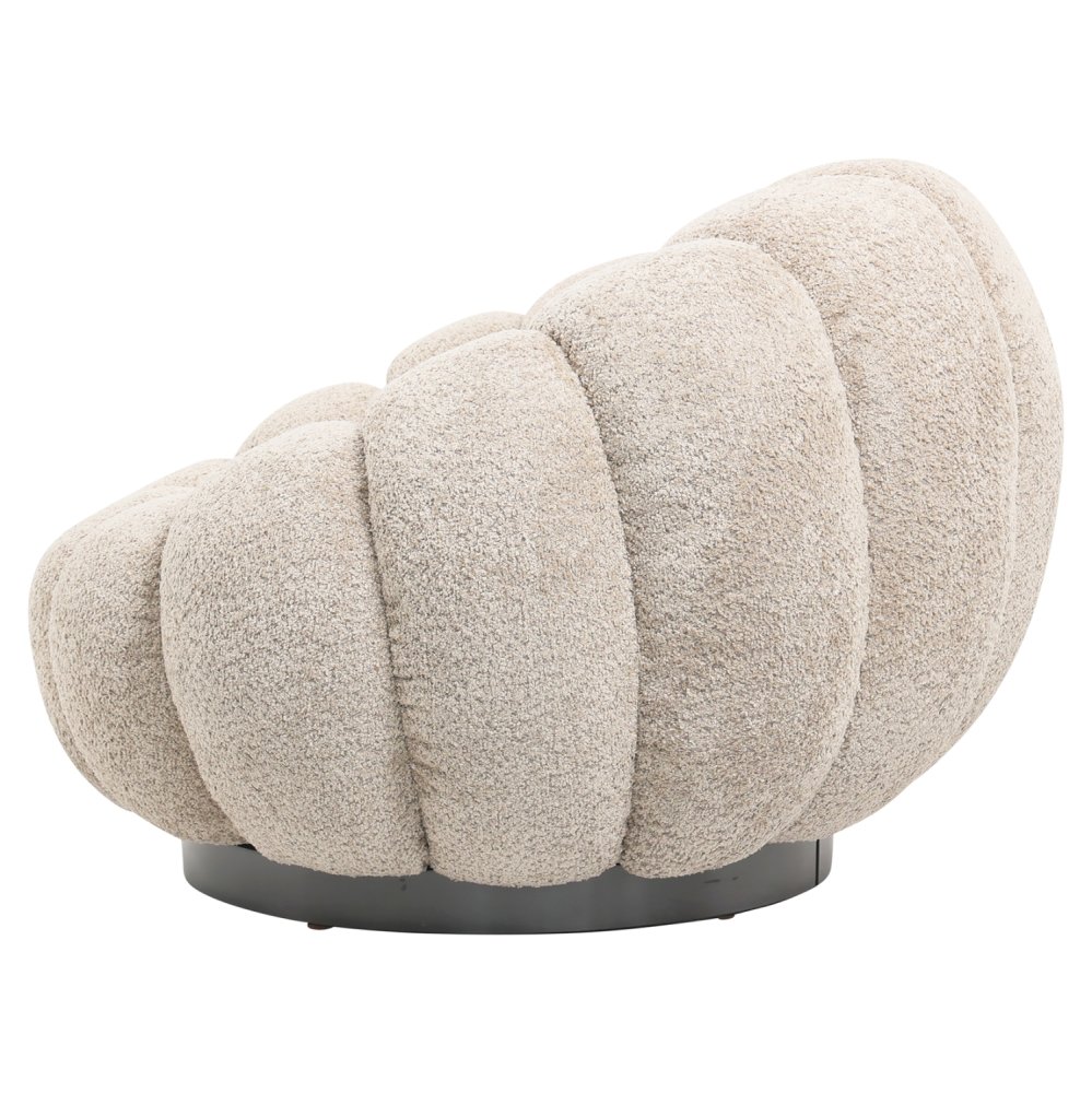 ARMCHAIR SWIVEL BEIGE BOUCLE-BLACK METAL BASE 90x93x65Hcm