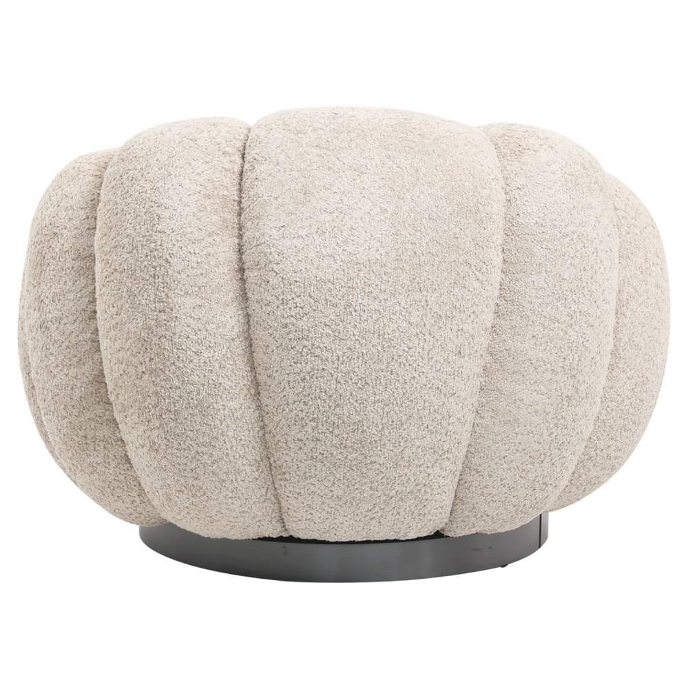 ARMCHAIR SWIVEL BEIGE BOUCLE-BLACK METAL BASE 90x93x65Hcm